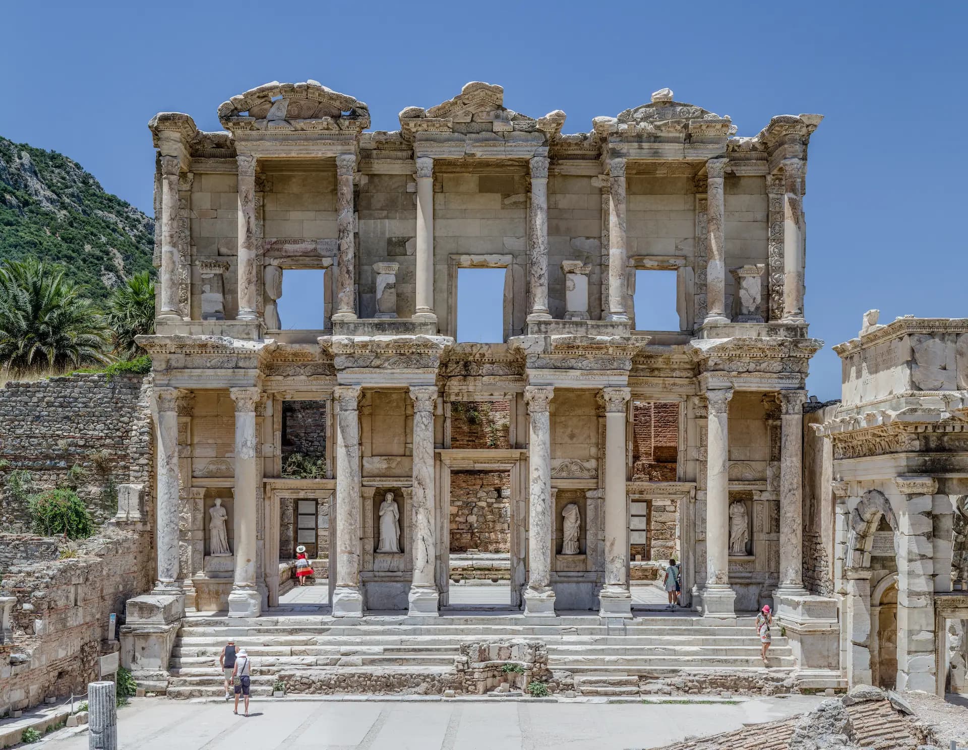Library of Celsus facade at sunset, private Ephesus tour